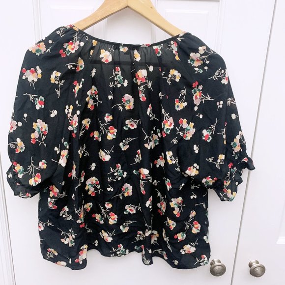 Madewell Silk Notched Ruffle-Cuff Top in Carnation Toss - Picture 8 of 8